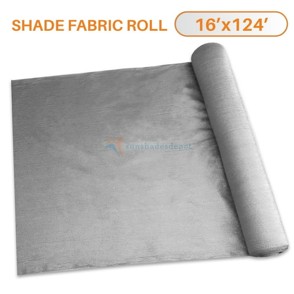 TANG Sunshades Depot 16' x 124' Shade Cloth 180 GSM HDPE Light Grey Fabric Roll Up to 95% Blockage UV Resistant Mesh Net