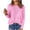 Pink, variant on Plus Size Shirts for Womens Fall Fashion Long Sleeved Round Neck Solid Color Plaid Top