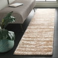 thumbnail image 2 of SAFAVIEH Tahoe Tyson Striped Shag Runner Rug, Ivory/Gold, 2' x 8', 2 of 7