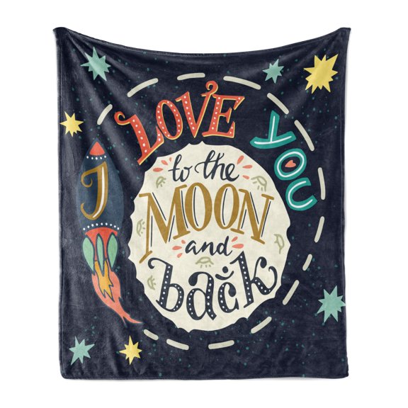 I Love You Soft Flannel Fleece Throw Blanket, Pastel Toned Modern Valentines Day Romantic Amusing Love Message Illustration, Cozy Plush for Indoor and Outdoor Use, 50" x 70", Multicolor, by Ambesonne