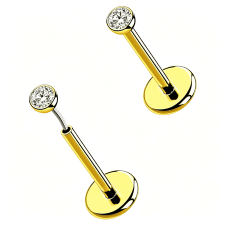 DESIGNICE 2Pcs 20G/18G/16G G23 Titanium Threadless Nose Stud Earrings Flat Back Tiny Cz Small Nose Helix Cartilage Tragus Conch Labret Medusa Monroe Piercing Jewelry for Women Men