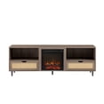 thumbnail image 3 of 70" Modern Wood  Fireplace Console with Rattan Door - Driftwood, 3 of 6