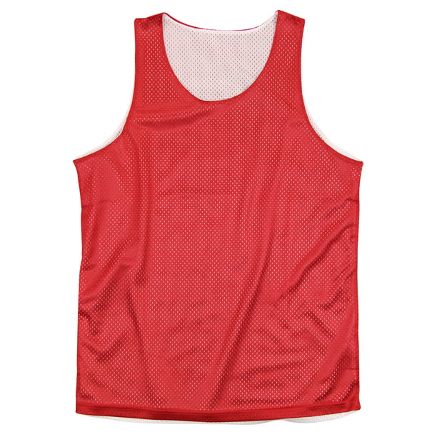 Reversible Basketball Jerseys Pinnies for Men and Youth (Red / White, Youth Large or Adult X-Small)