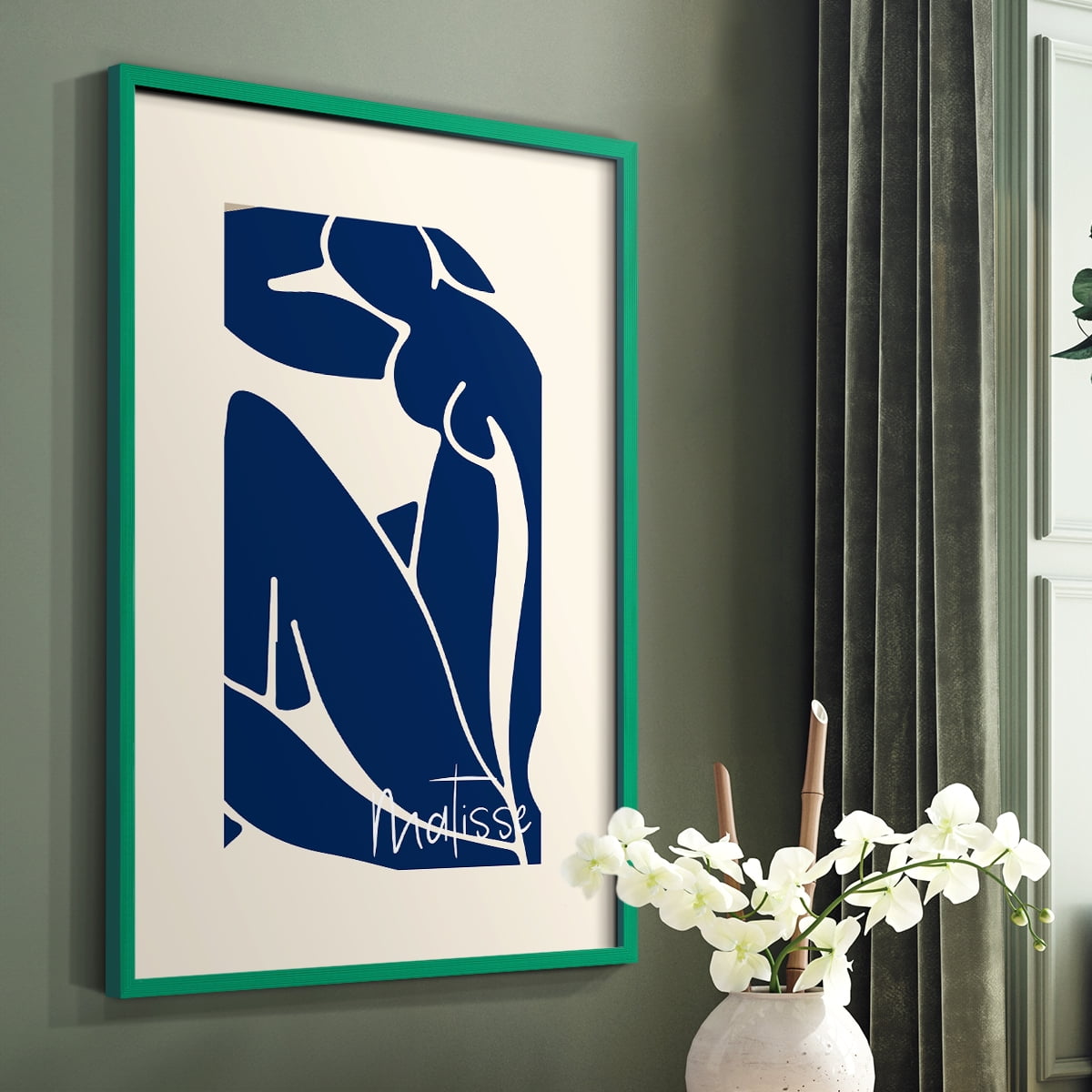 Matisse CCCIV - Green Framed Wall Art Print, Solid Wood Frame, 11 x 14 Framed Print, Ready to Hang