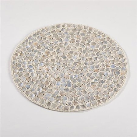 

SARO 1180.I15R 15 in. Round Mother of Pearl Design Placemat - Ivory Set of 4