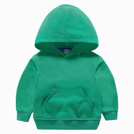 5-6 Years Little Kids Boys Girls Solid Hoodie Autumn Winter Solid Pullover Loose Hooded Kangaroo Pocket Kids Versatile School Basic Sweatshirt & Hoodies for 12M-10T Toddler Kids Tween