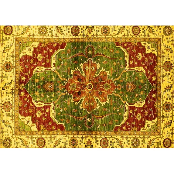 Ahgly Company Indoor Rectangle Abstract Yellow Modern Area Rugs, 5' x 8'