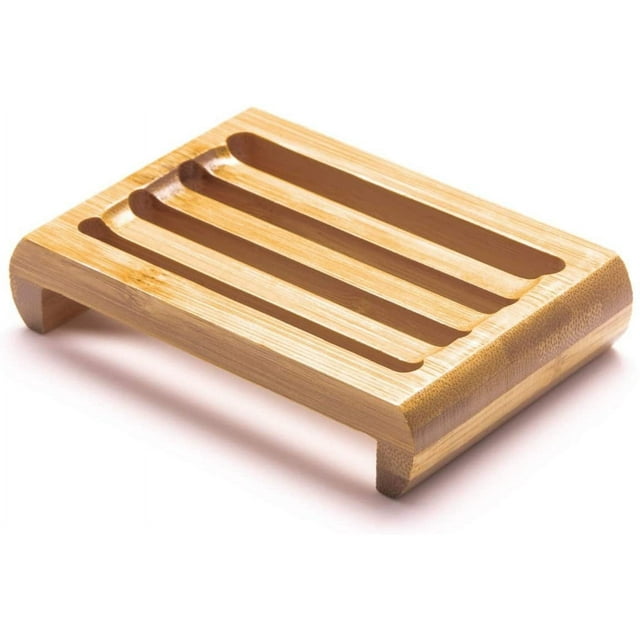 Jabonera de bambú ecológica, accesorio de baño sostenible, 11 cm x 2,2 cm