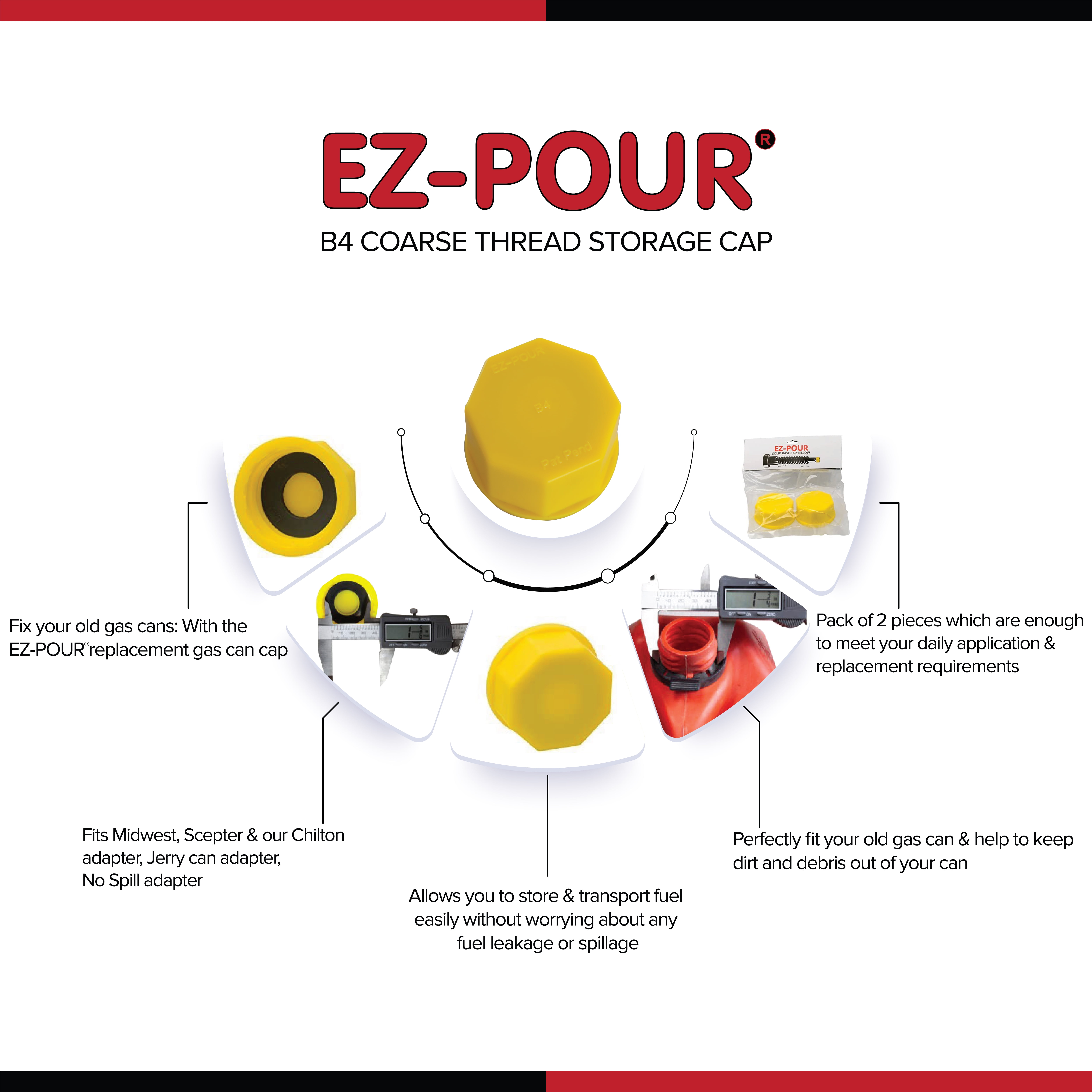 Ez-Pour 2 Pack Yellow Gas Can Cap – B4 – Workshop Tools