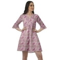 thumbnail image 1 of Moomaya Robe Chemise en Crêpe Poly pour Femmes Manches à Volants Imprimées Tenue d'Été Décontractée, 1 of 4