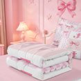 thumbnail image 5 of meiyoeat Pink Cute Bow Zipper Twin Comforter Sets with Fitted Sheet and 2 Pillowcases For Girls,Ribbon Bowknot Monogrammed J Zipper Bedding Set For Kids,Pink Reversible,4 Pieces, 5 of 7