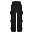 thumbnail image 5 of Bow Tie Wide Leg Pants for Womens Drawstring Elastic Waist Sweatpants Baggy Relaxed Fit Jogger Pants High Waisted Tummy Control Fleece Jogger Sweatpant with Pockets, 5 of 7