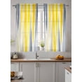 thumbnail image 2 of Yellow Gray White Curtains 54 Inch Length, Sheer Curtains for Bedroom Living Room Window Farmhouse Gradient Abstract Art Rod Pocket Voile Drapes Kitchen Curtains Small Half Window 52"x54" 2 Panels, 2 of 6