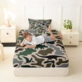 thumbnail image 4 of Feelyou Camo Dinosaur Twin Sheet Sets for Male Boys, Jungle Silhouette Wildlife Bedding, Olive, 3 Pieces, 4 of 5
