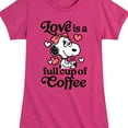 thumbnail image 3 of Peanuts - Love Is A Full Cup Of Coffee - Toddler and Youth Girls Fitted Short Sleeve Graphic T-Shirt, 3 of 6