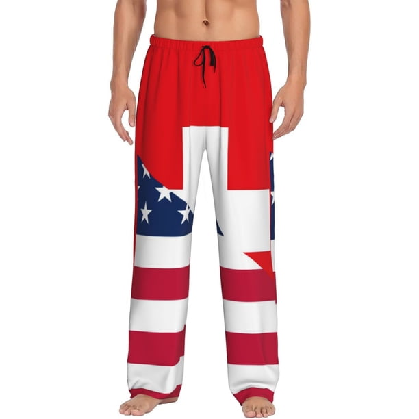 Fotbe USA Switzerland Pantalones de Pijama para Hombre, Pantalones de Dormir, Pantalones de Casa con Cintura Ajustable y Bolsillos-Medium