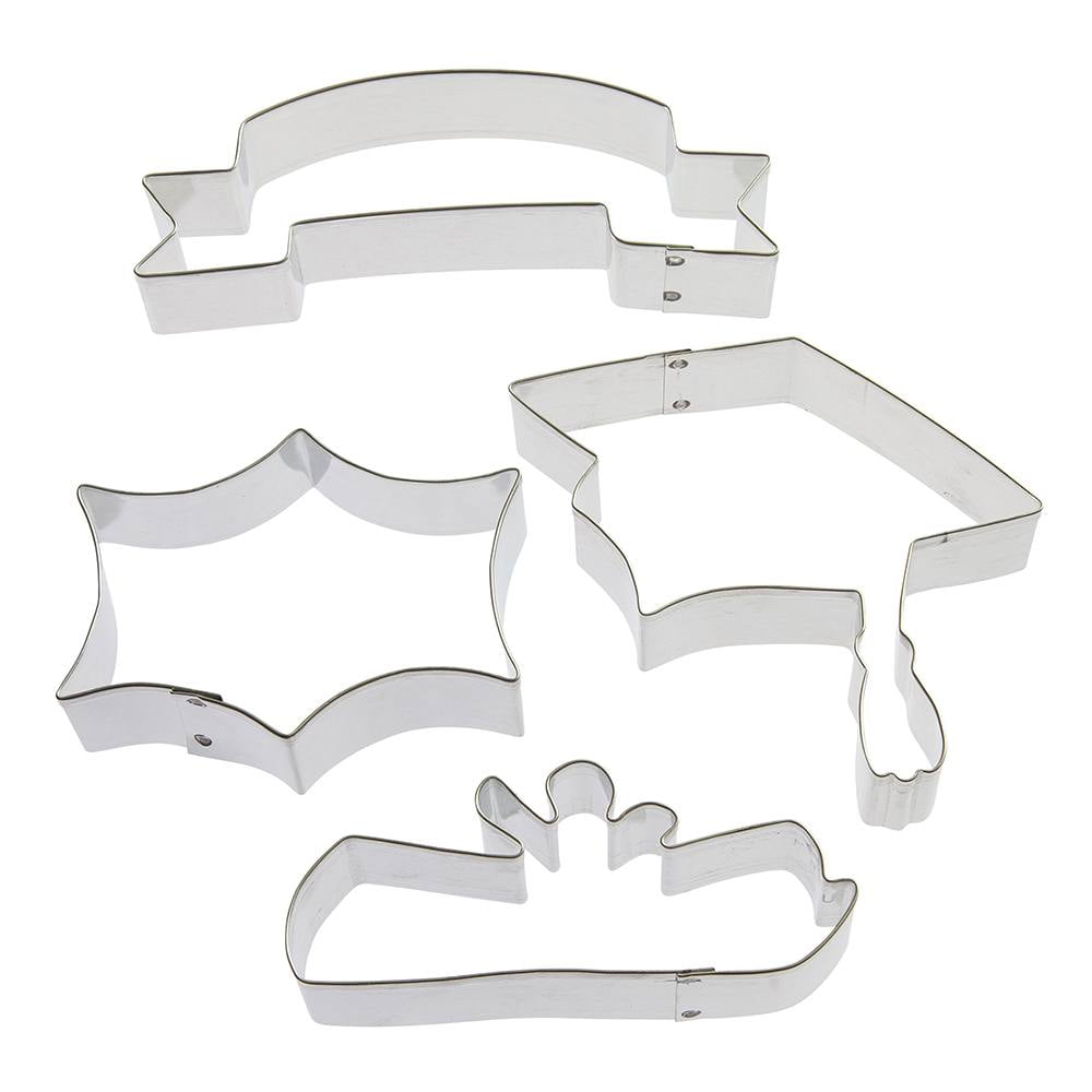 Graduation Cookie Cutter 4 Pc Set HS0436 includes 4.5 in Graduation