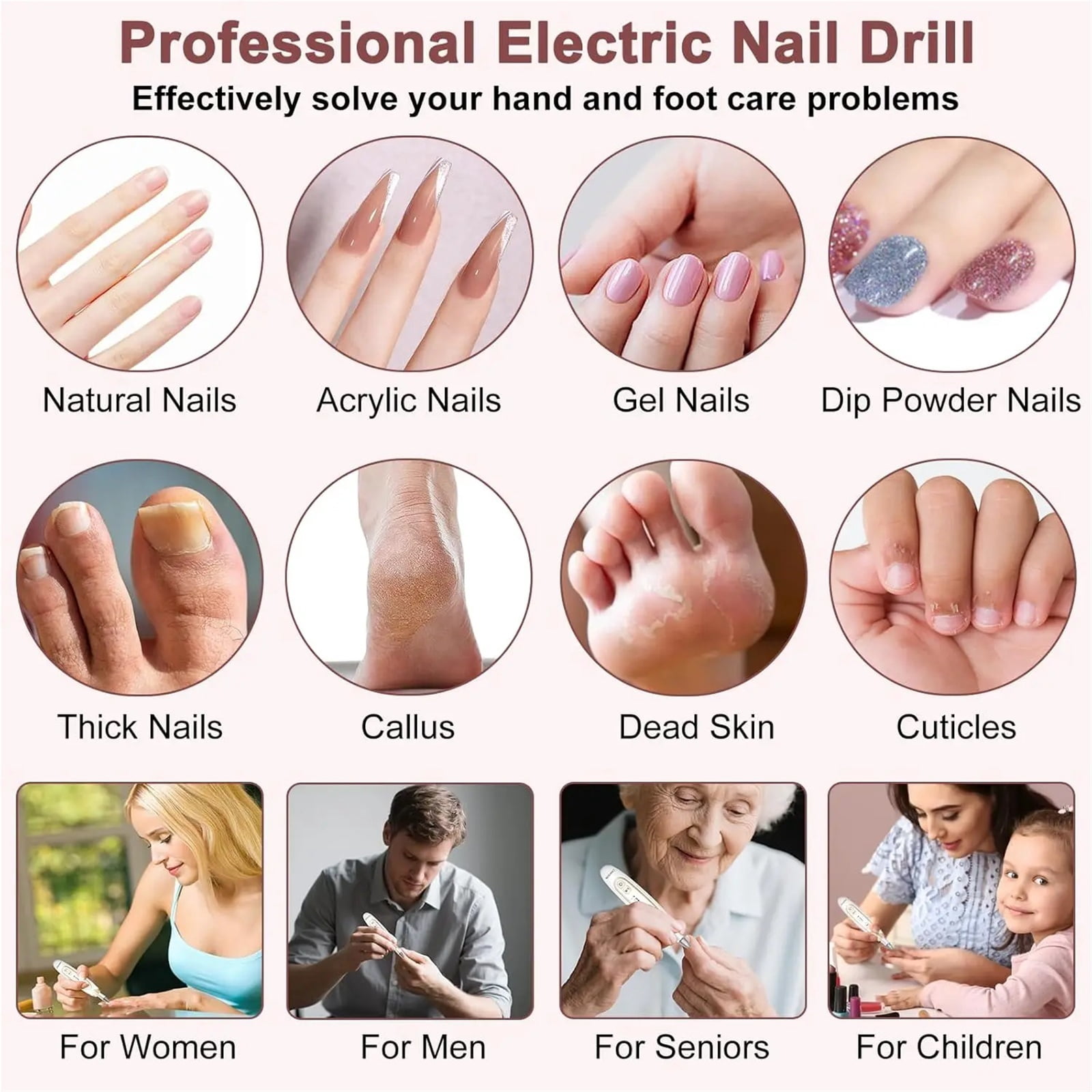 Electric Nail Drill Machine Manicure Pedicure Kit 5 Speeds Professional Nail Drills for Gel Nails Polish Portable Nail File