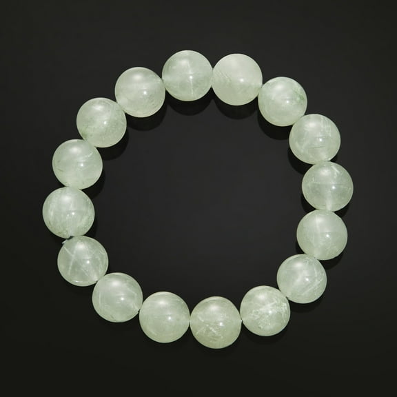 Flyshop Jewelry Natural Jade Green Hair Crystal Bracelet, Ice Seed Green Crystal Jewelry, Men's and Women's Bracelets (Bead Dia. 12 mm)