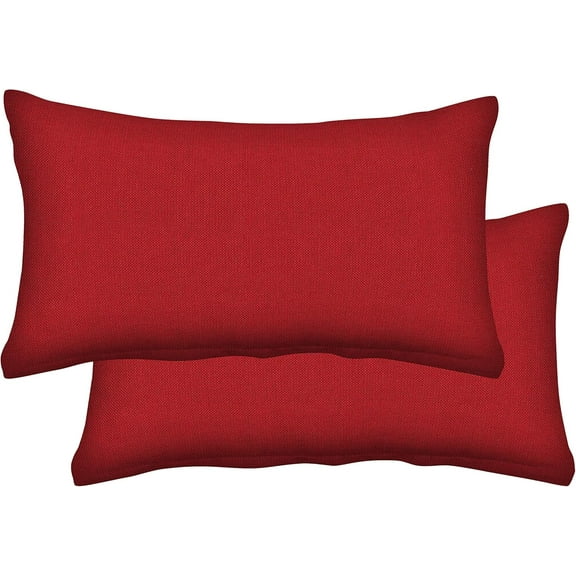 CQAOE Outdoor Lumbar Toss Pillow Set, 20" x 12", Pack of 2, Waterproof Decorative Cushions for Patio Furniture, Garden, Porch, Deck, and Poolside(Textured Solid Imperial Red)