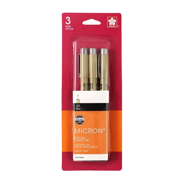 Sakura Pigma Fineliner Pens, Black, Tip Size, 3 Pk - Walmart.com