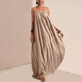 thumbnail image 6 of FRSASU Backless Cami Dresses for Women Sleeveless Solid Color Lounge Dress Spaghetti Strap Flowy Summer Loose Maxi Sundress Khaki, 6 of 9