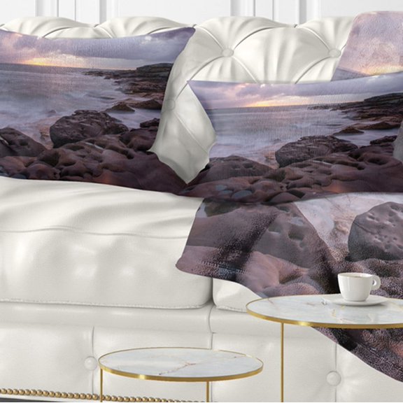 Designart 12" x 20" Blue Polyester Throw Pillow