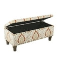 thumbnail image 4 of HomePop Large Storage Bench with Nailhead Trim, 42"W x 18"D x 18"H, Orange/Cream Medallion Print, 4 of 12