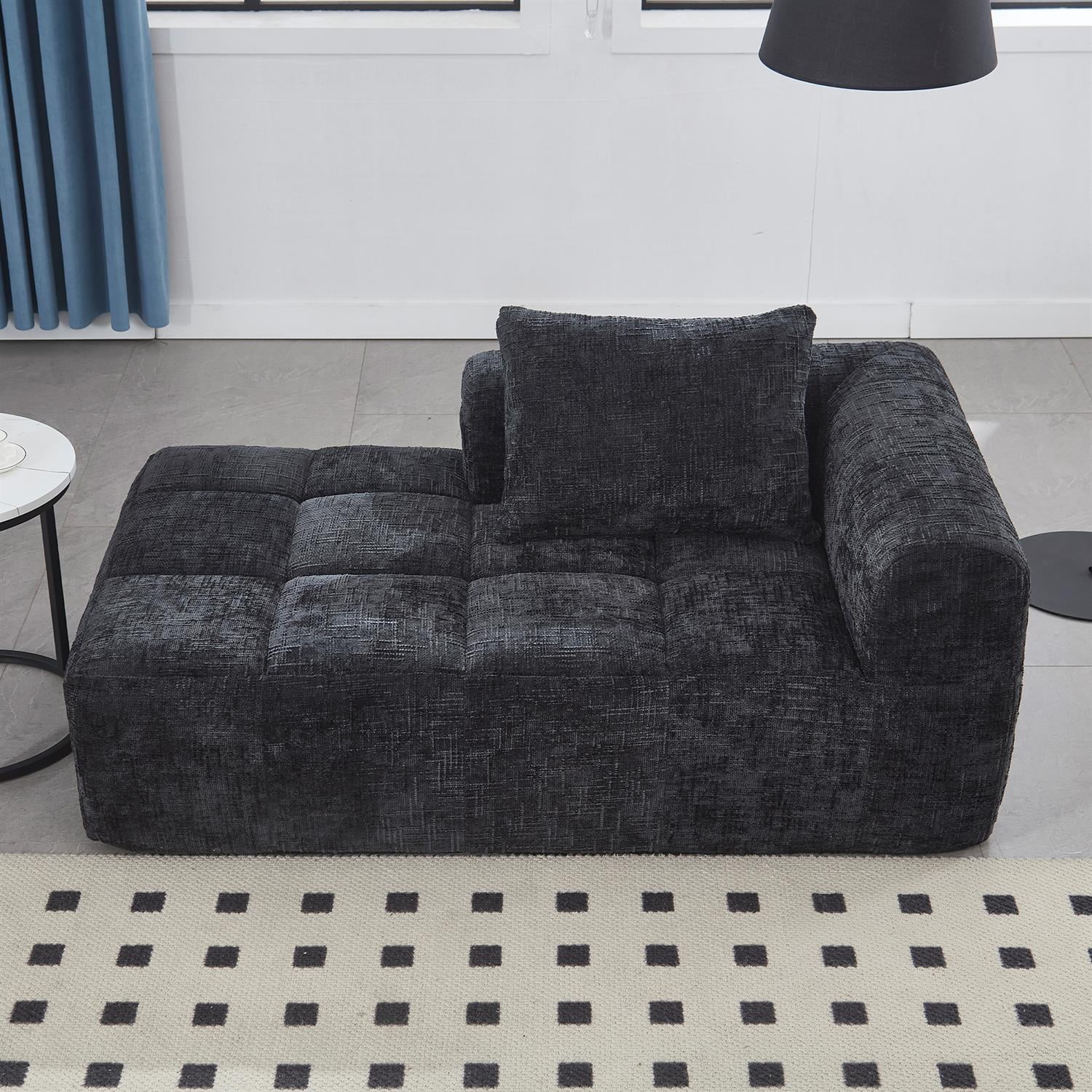 Demi Bonn 62" Plush Chenille Loveseat Sofa, Modular Sleeper for Living Room, Bedroom, Apartment Lounge, Stylish & Comfortable Couch, Black