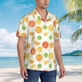 thumbnail image 5 of Xecao Colorful Lemons print Hawaiian shirt - a stylish short-sleeve button-down for men, perfect for casual beach and tropical outings., 5 of 9