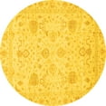thumbnail image 1 of Ahgly Company Machine Washable Indoor Round Oriental Yellow Traditional Area Rugs, 8' Round, 1 of 4