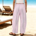 thumbnail image 7 of Hurxie Womens Wide Leg Gingham Pants Cotton Plaid High Waisted Casual Lounge Trousers with Pockets Pink,XL, 7 of 7