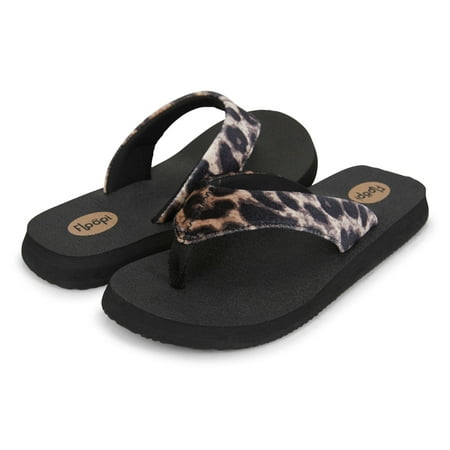 

Floopi Women s Leopard Flip Flops Comfort Beach Sandals