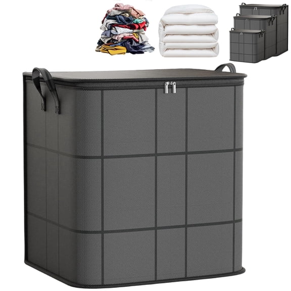 XXL Foldable Storage Bag with Reinforced Handles, Spacious Moving Storage Bin – Zippered Organizer for Quilts, Bedding & Sweaters, Large Capacity Fabric Bag for Closet & Moving Day,1 pcs