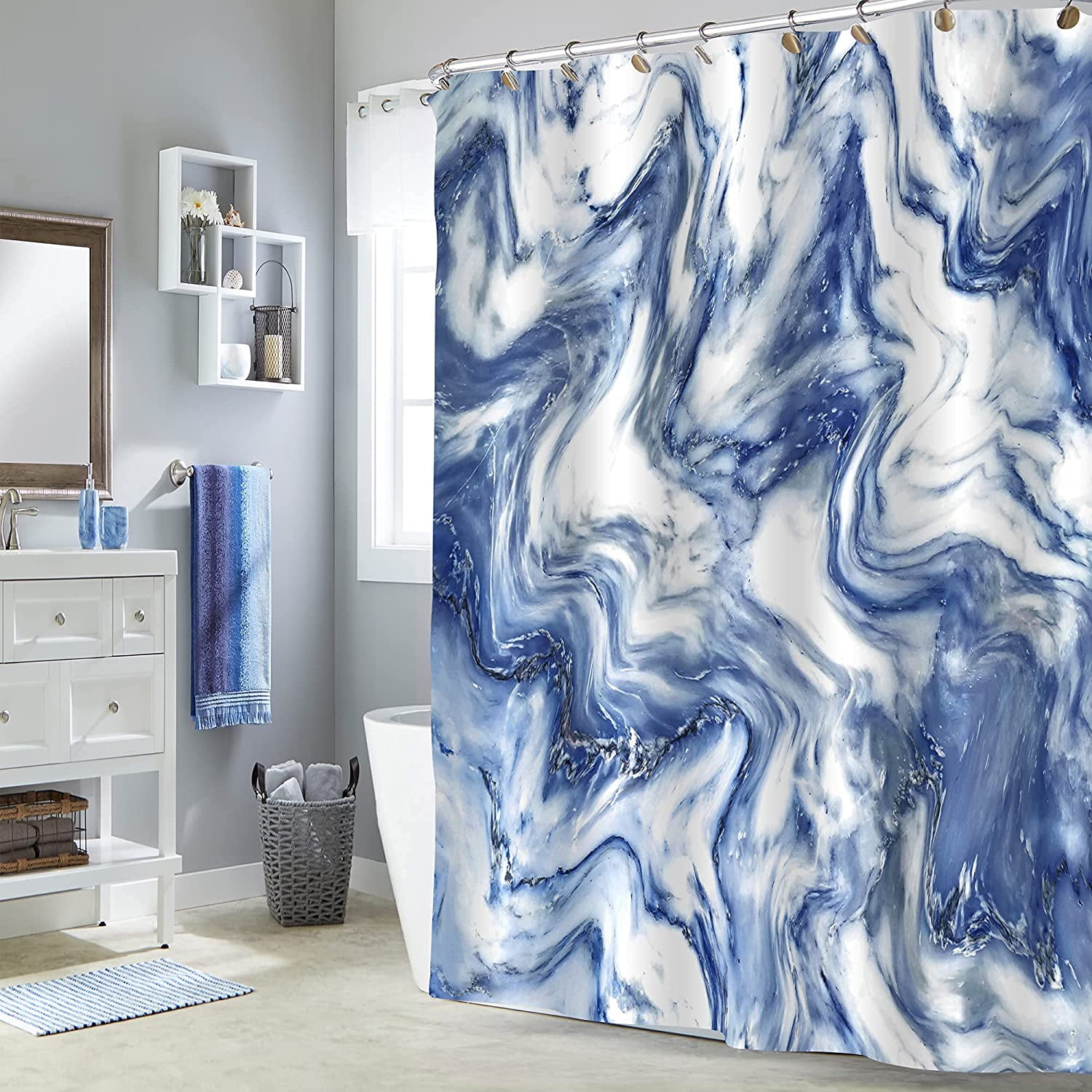 shower Curtain Waterproof Magic Square 72"x72" 72"x78" Luxury Fabric Cloth 