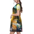 thumbnail image 2 of Easygdp Space Planet para Vestido Transpirable de Mujer, Vestido Suelto de Manga Corta con Pliegues y Bolsillos para el Verano, 2 of 6