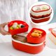 thumbnail image 3 of Caja de Almuerzo Portátil de 2 Capas, Embalaje de Refrigerios de Frutas de Comida, Fácil de Limpiar Y Llevar Caja de Bento Contenedor de Almacenamient rojo Macarena Porta almuerzo portátil, 3 of 8