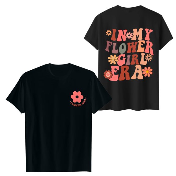 FINALGANG Girls TShirts Kids Floral Letter Prints Tees Short Sleeve CrewNeck Loose Fit Top For Summer Casual Daily Wear Stylish Top