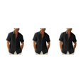thumbnail image 1 of pitrice Men Shirt Casual Short Sleeve Breathable Replacement Button Down Solid Color Fashionable Home Dating Shirts Top Black 2XL 3Set, 1 of 6