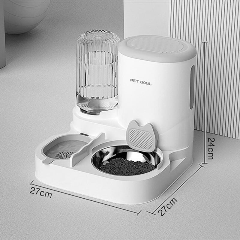 Pet Automatic Feeder 2 in 1 Dog Cat Food Container Water Fountain Large Capacity Stainless Steel Pet Feeding Bowl Pet