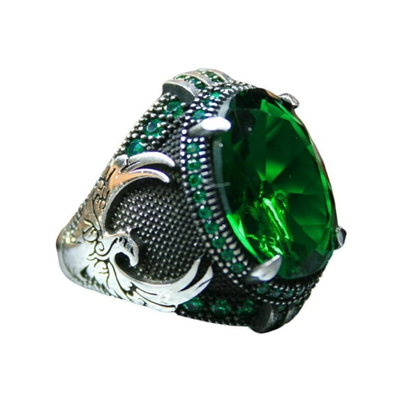 Roarsilver Phoenix Silver Ring-925k Silver Ring-Handmade Unisex Ring-Green Zircon Stone-Jewelry Gift For Him and Her | 5