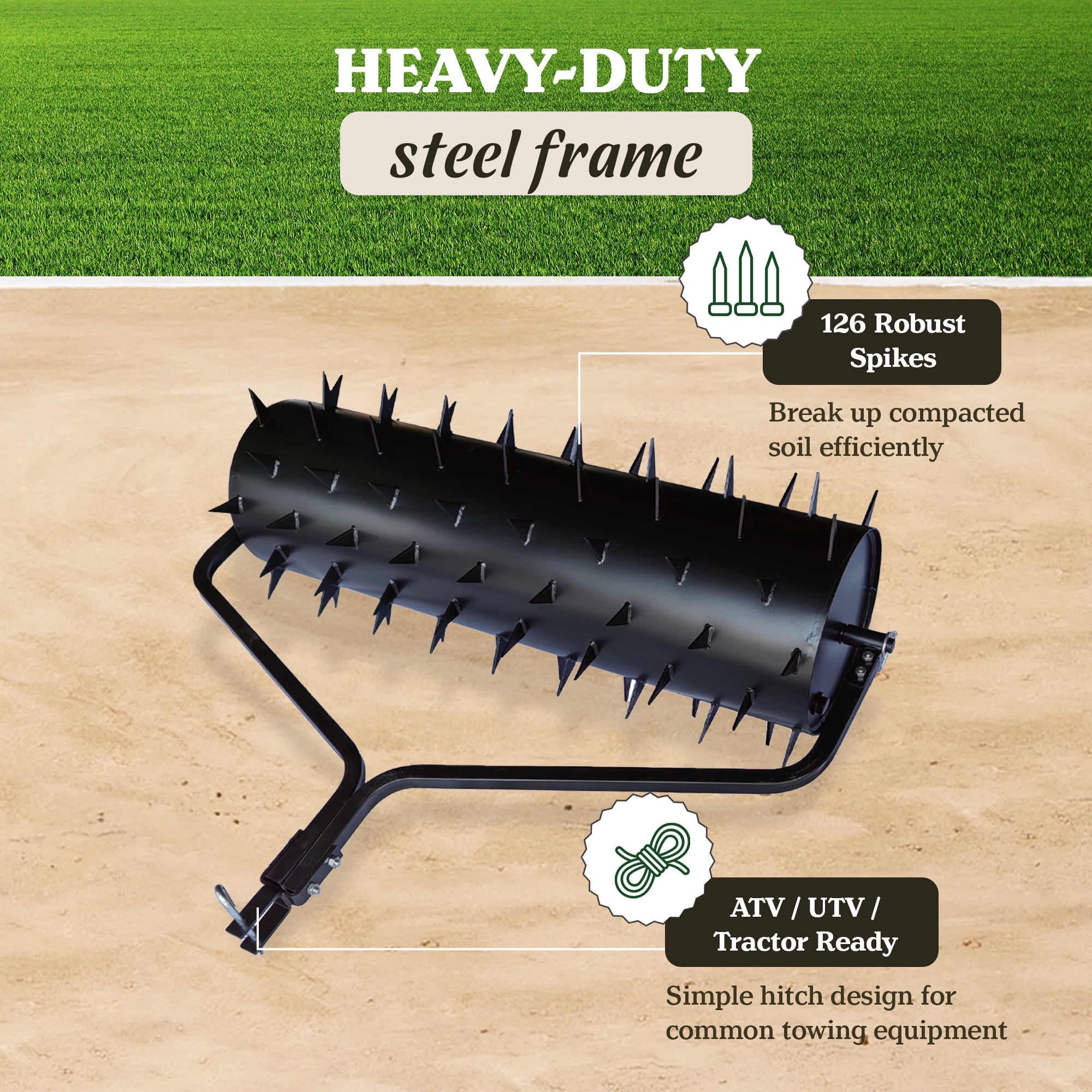 Yard Tuff 60" Drum Spike Aerator with Optimal Air Exposure