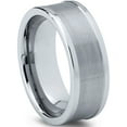 thumbnail image 2 of Charming Jewelers Tungsten Wedding Band Ring 8mm for Men Women Comfort Fit Step Beveled Edge Brushed Lifetime Guarantee Size 12, 2 of 5