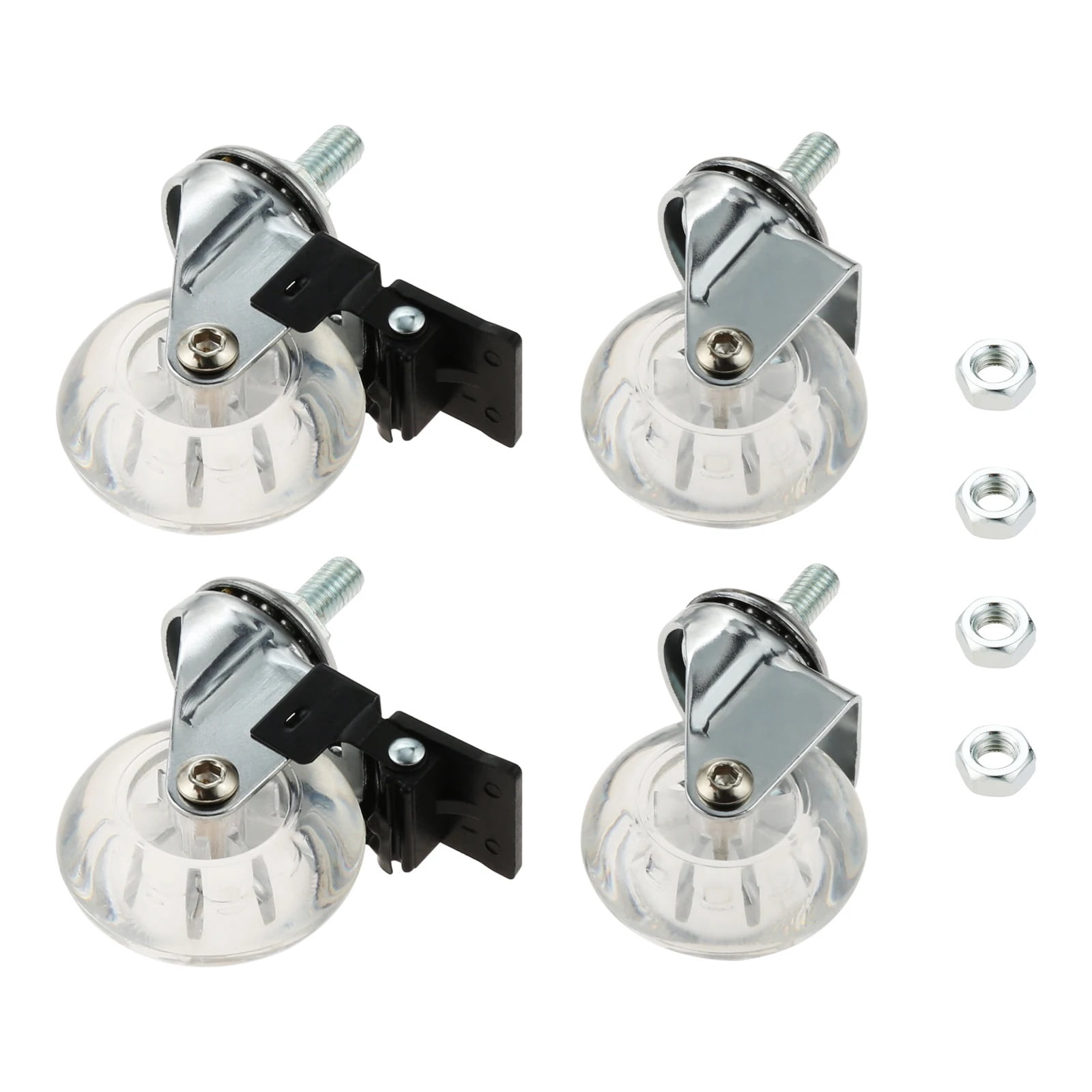 4Pcs 2 Inch M8x15mm Screw Threaded Stem Casters Office Chair Caster Wheel Clear Swivel Casters With Brake For Sofa Chair Cabinet ,Reliable