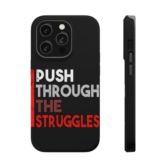 DistinctInk Tough Case for Apple iPhone 15 PRO (6.1" Screen), Compatible with MagSafe Charging - Push Through Struggles