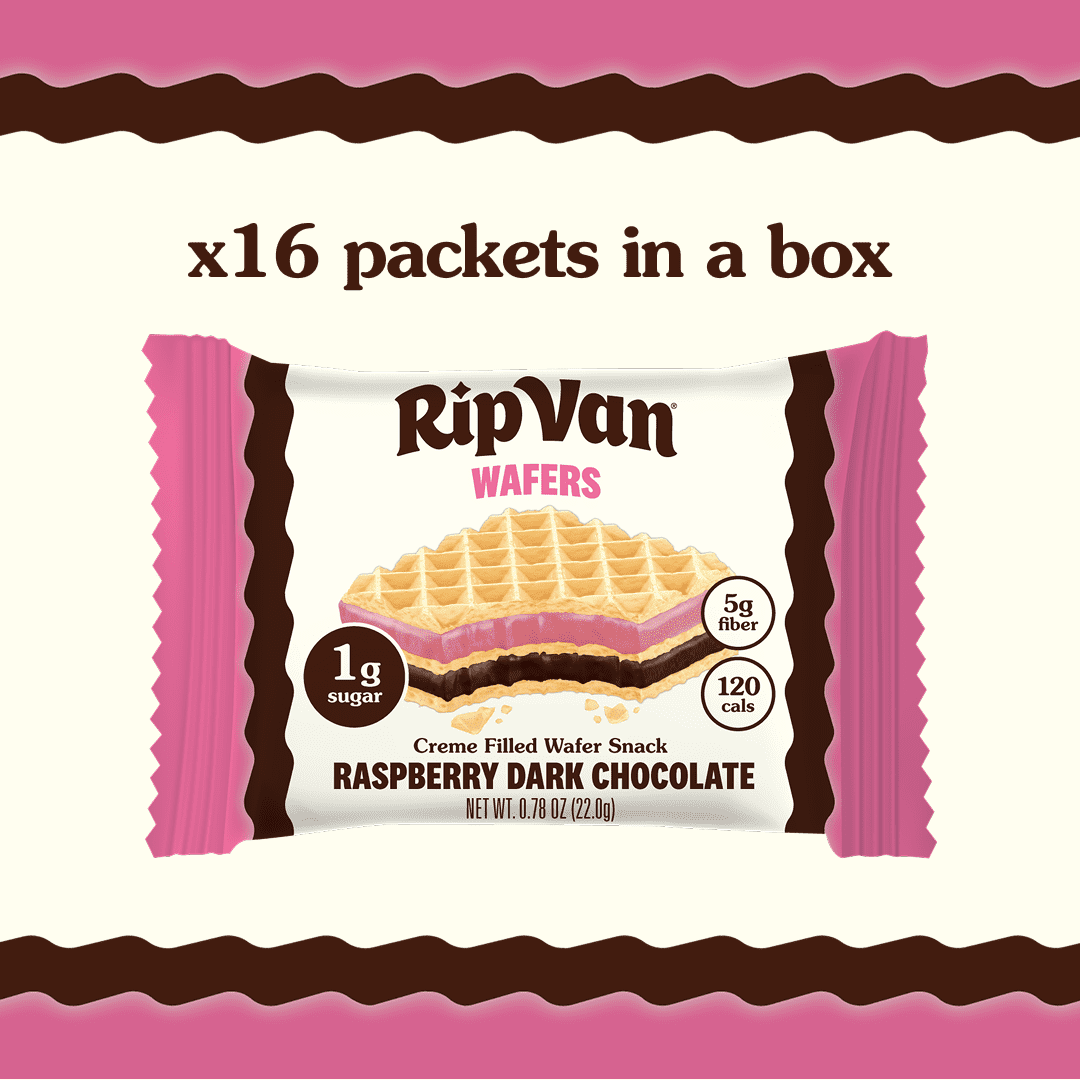 Rip Van Raspberry & Dark Chocolate Wafer Cookies, Keto, Vegan, Low Sugar Snacks, 16 Count