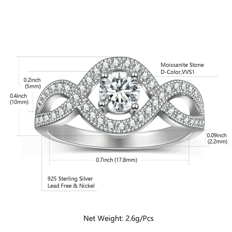 Beautlace Moissanite Engagement Rings,925 Sterling Silver