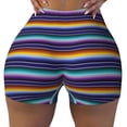 thumbnail image 2 of Goofa Colorful Mexican Stripes Printed Workout Shorts Women Seamless Scrunch Butt Lifting High Waisted Gym Booty Shorts Elastic Workout Shorts-Small, 2 of 8