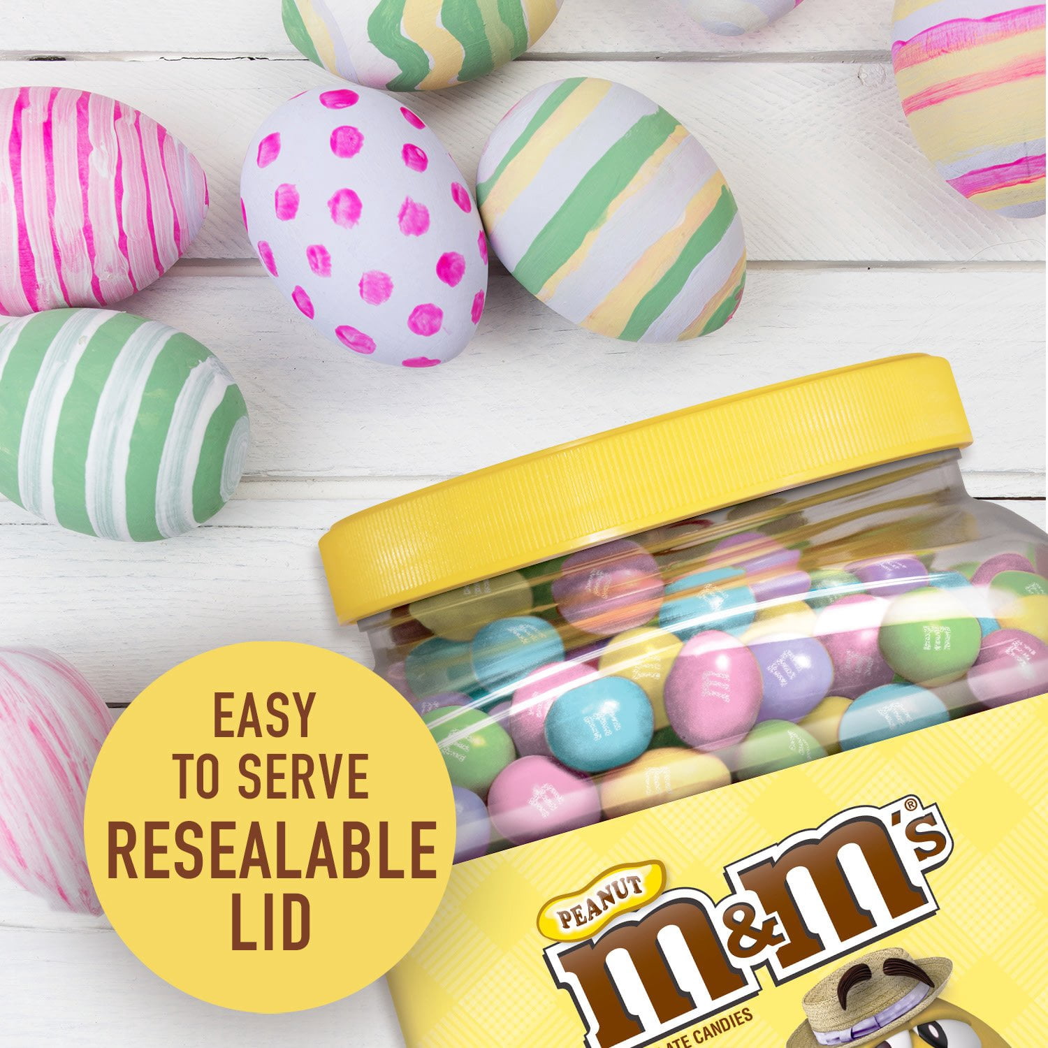 M&M'S Peanut Chocolate Easter Candy Jar (62 Ounce)