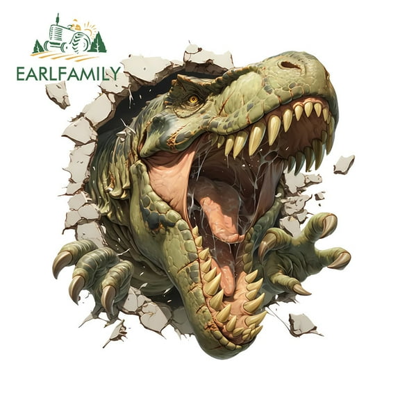 EARLFAMILY 5.1" Dinosaur Tear Car Stickers Motorcycle Windshield Racing Drifting Laptop Waterproof Vinyl Decal Occlusion Scratch Car Styling